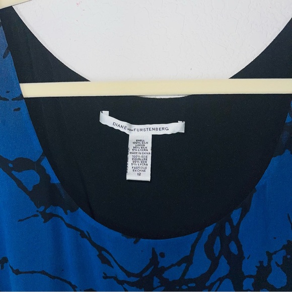 Diane Avon Furstenburg watercolor black green blue overlay sleeveless tank top - Picture 2 of 8